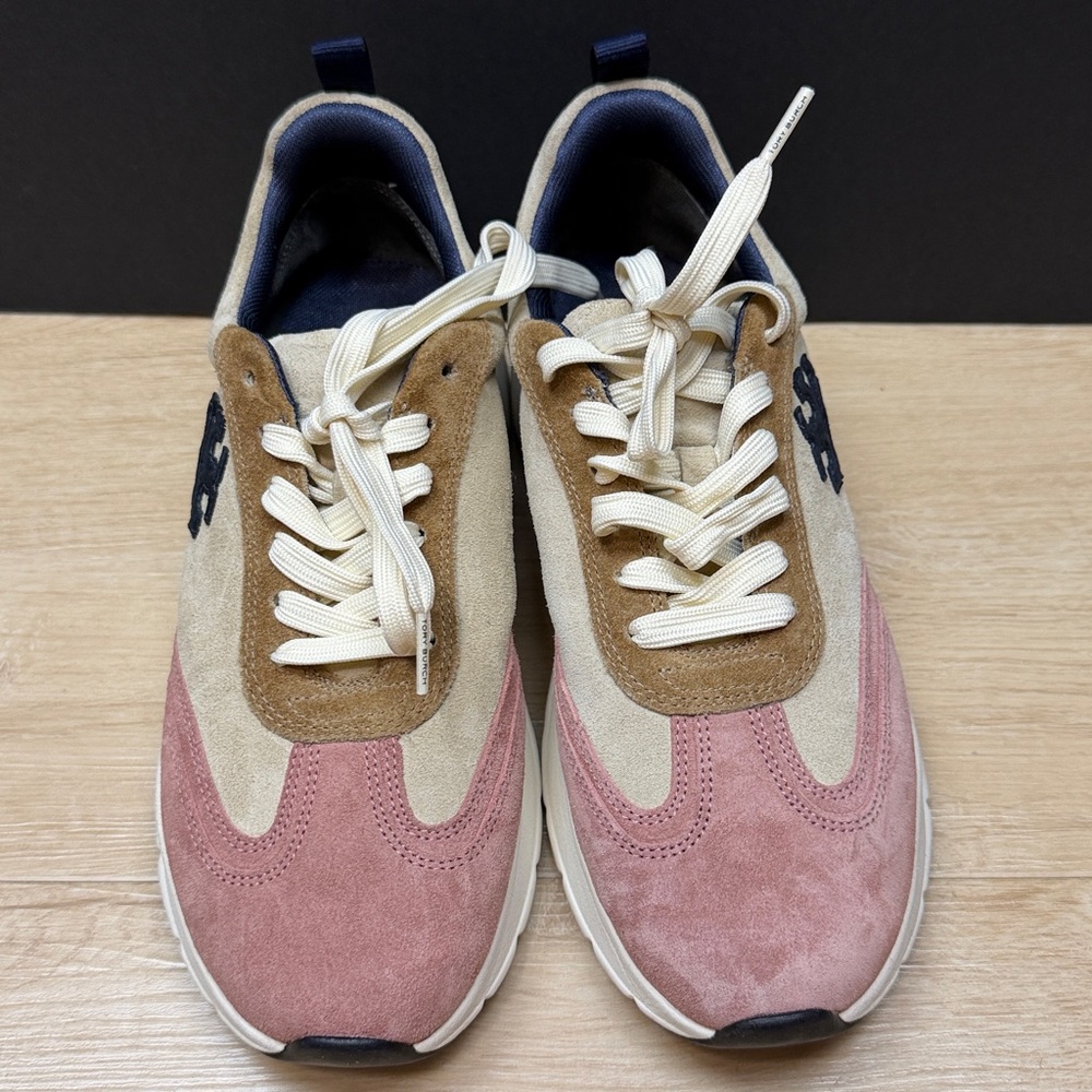 Tory Burch Good Luck T-Logo Suede Sneakers, SIZE 9 1/2 US - Picture 3 of 9